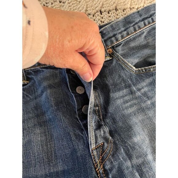 Levis 501 Button Fly Jeans W32 L34 Straight Leg Denim Blue‎ Mens - Picture 3 of 8